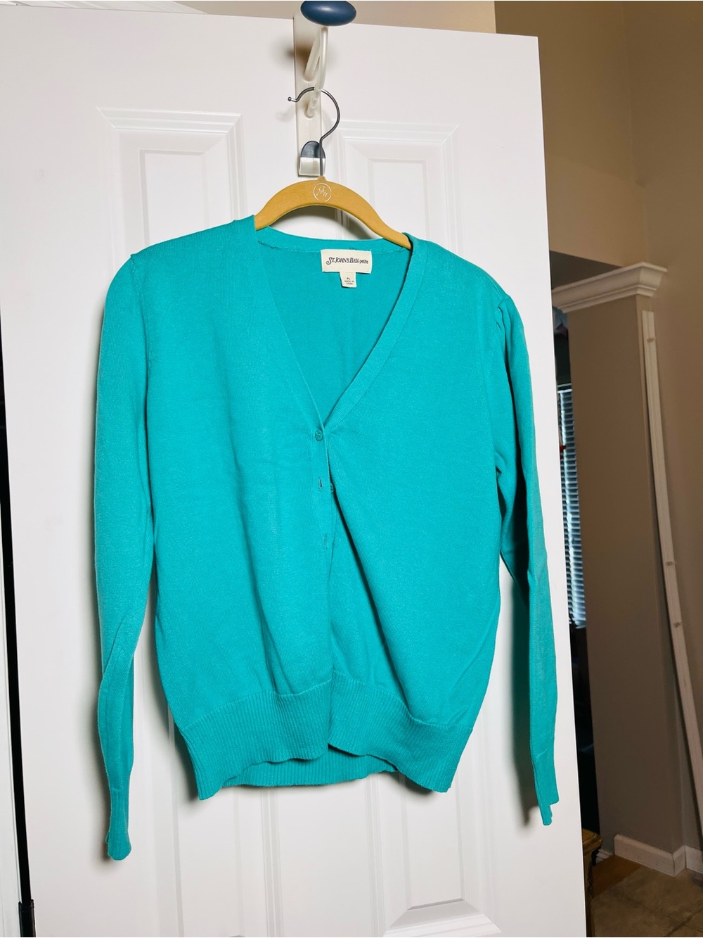 St Johns Bay Teal Crewneck Knit Sweater Petite Large
